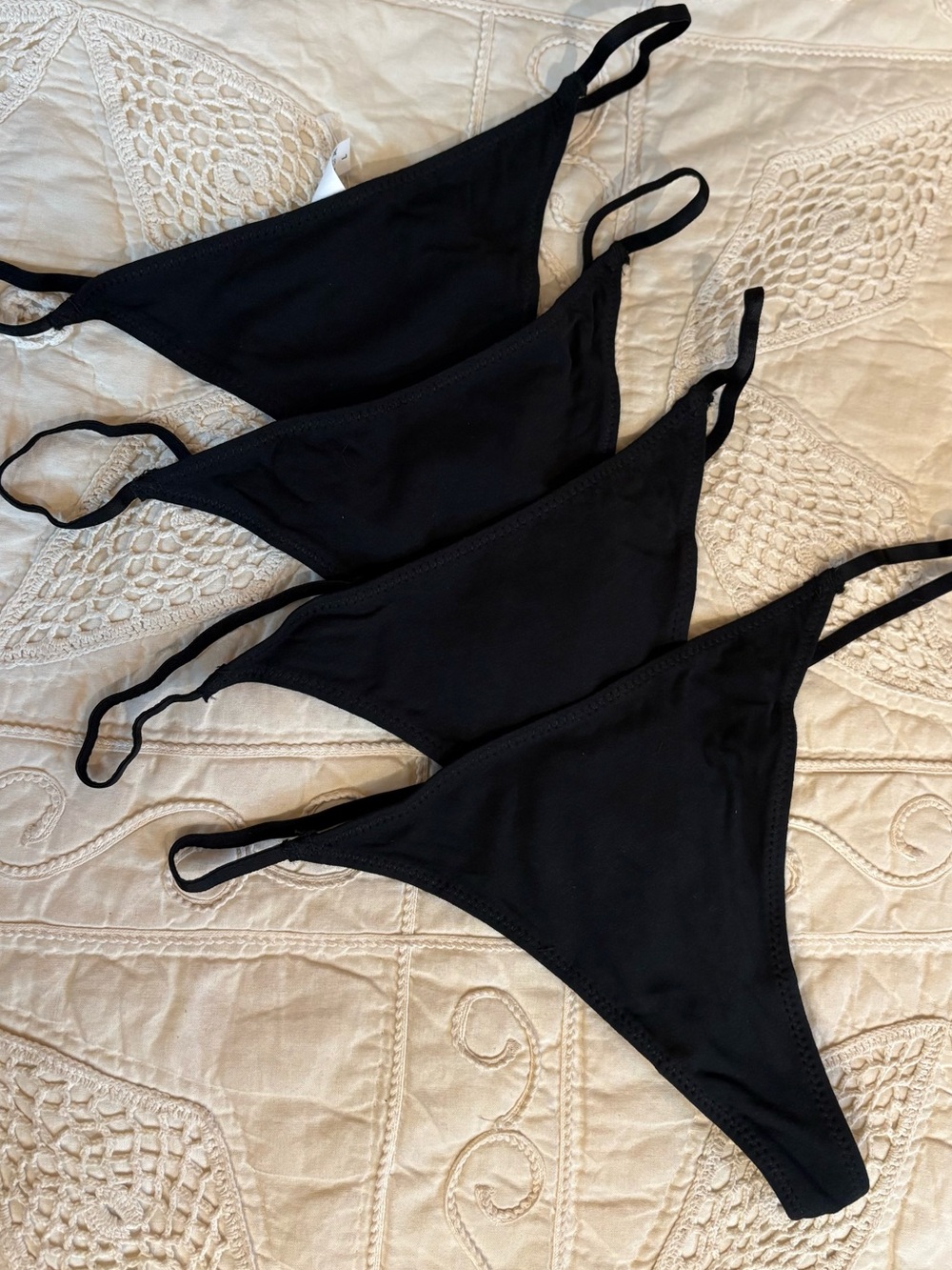 Black Women's Bikini Thong - Pack of 4